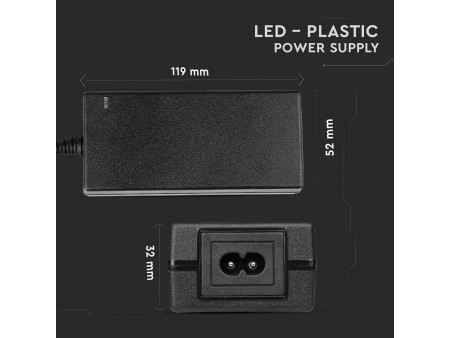 SKU 3249 VT-23043 V-TAC Alimentatore per Strip LED 42W 12V 3.5A Plug and Play con Jack 2.1 e Cavo 2.4m con Spina, Protezione EMI