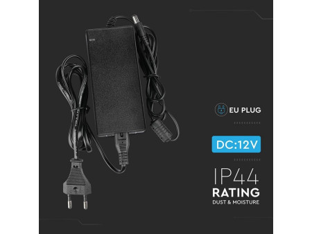 SKU 3249 VT-23043 V-TAC Alimentatore per Strip LED 42W 12V 3.5A Plug and Play con Jack 2.1 e Cavo 2.4m con Spina, Protezione EMI