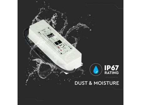 SKU 3250 VT-22155 V-TAC Alimentatore in Plastica 150W 12V 12.5A con 1 Uscita e Cavi a Saldare Colore Bianco 192x62x38mm IP67