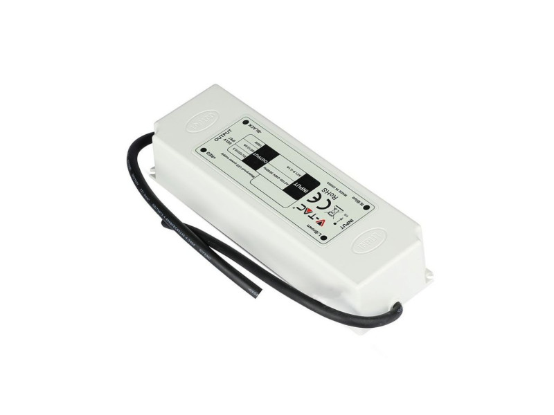 SKU 3251 VT-22105 V-TAC Alimentatore in Plastica 100W 12V 8A con 1 Uscita e Cavi a Saldare Colore Bianco 166x43x33mm IP67