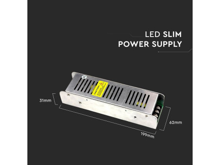SKU 3257 VT-20154D V-TAC Alimentatore Slim Metallo 150W 12V 12.5A Morsetti Vite 2 Uscite 199x42x55mm IP20 TRIAC Dimmerabile