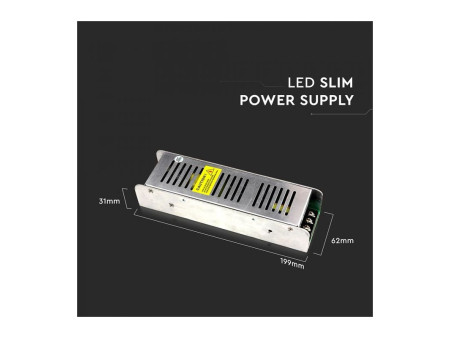 SKU 3258 VT-20155D V-TAC Alimentatore Slim in Metallo 150W 24V 6.25A Morsetti Vite 2 Uscite 199x61x31mm IP20 TRIAC Dimmerabile