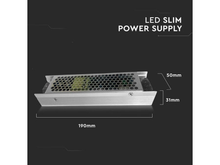 SKU 3262 VT-24120 V-TAC Alimentatore Slim in Metallo 120W 24V 5A con 1 Uscita 190x50x31mm IP20