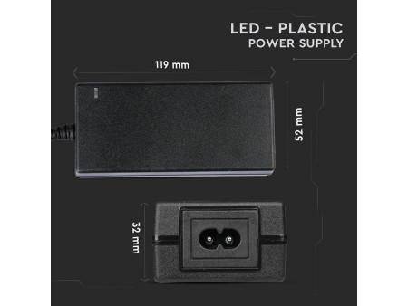 SKU 3264 VT-25060 V-TAC Alimentatore per Strip LED 60W 24V 2.5A Plug and Play con Jack 2.1 e Cavo 2.4m con Spina, Protezione EMI