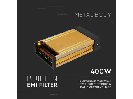 SKU 3265 VT-26400 V-TAC Alimentatore in Metallo 400W 24V 16.6A con 3 Uscite e Ventola di Raffreddamento 223x118x50mm IP45