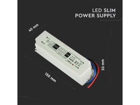 SKU 3271 VT-21030 V-TAC Alimentatore in Plastica 30W 12V 2.5A con 1 Uscita e Cavi a Saldare Colore Bianco 150x40x30mm IP67