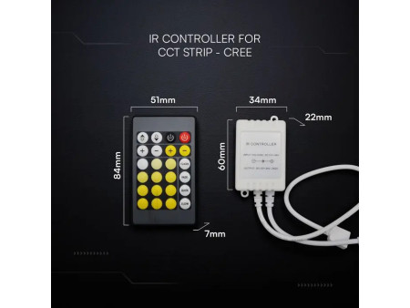 SKU 24172 V-TAC Controller Dimmer IR Strip LED CREE CCT 2 Canali 12V/24V 2A con Telecomando