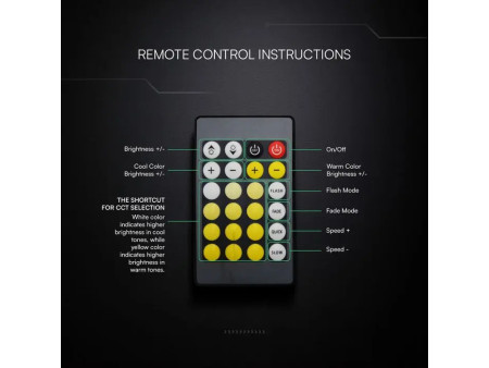 SKU 24172 V-TAC Controller Dimmer IR Strip LED CREE CCT 2 Canali 12V/24V 2A con Telecomando
