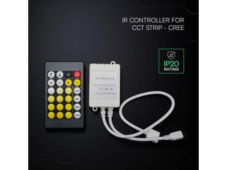SKU 24172 V-TAC Controller Dimmer IR Strip LED CREE CCT 2 Canali 12V/24V 2A con Telecomando