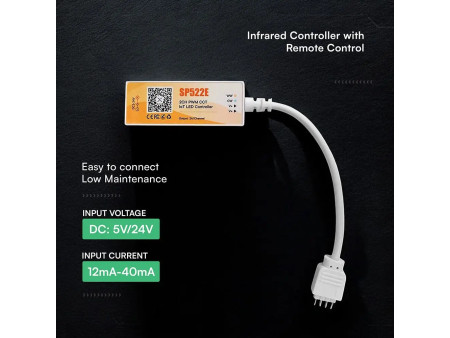 SKU 24173 V-TAC Controller Smart WiFi per Strip LED CCT DC5–24V 2A con Telecomando RF