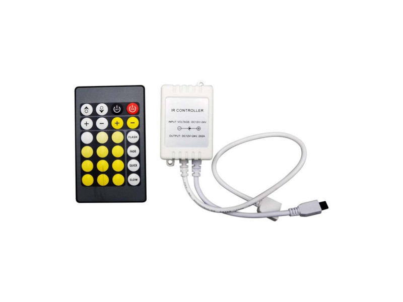 SKU 2901 VT-2425 V-TAC Controller Dimmer Infrarossi IR per Strip LED CCT 2 Canali 12V/24V 6A con Telecomando 24 Tasti
