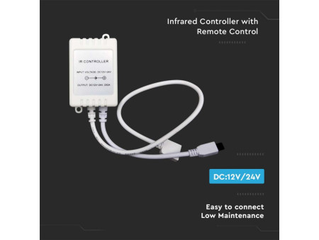 SKU 2901 VT-2425 V-TAC Controller Dimmer Infrarossi IR per Strip LED CCT 2 Canali 12V/24V 6A con Telecomando 24 Tasti