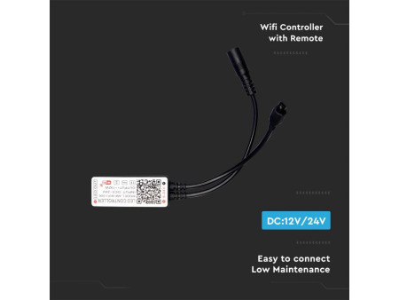 SKU 2902 VT-2427 V-TAC Controller Dimmer Smart WiFi /Infrarossi IR Strip LED CCT 2 Canali 12V/24V 6A Telecomando 12 Tasti