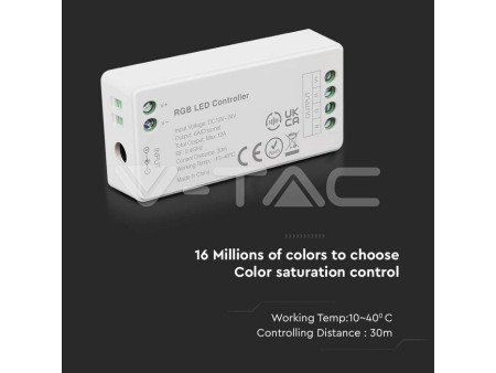 SKU 2911 VT-2431 V-TAC Controller Dimmer Wireless RF 2.4 GHz per Strip LED Monocolore 1 Canale 12V/24V 12A