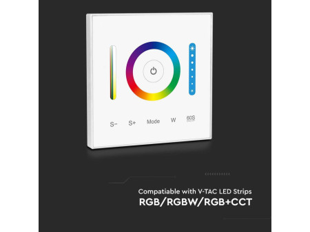 SKU 2915 VT-2433 V-TAC Controller Dimmer Wireless RF 2.4GHz Strip LED RGB/RGBW/RGBCCT 5 Canali 12V/24V 10A da Parete