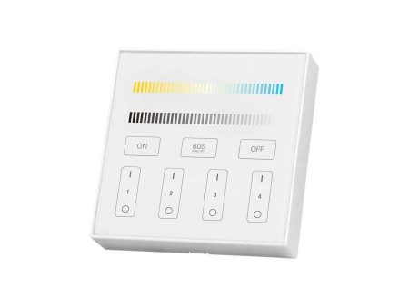 SKU 2916 VT-2439 V-TAC Pannello di Controllo Wireless RF 2.4 GHz Dimmer Touch da Parete per Strip LED CCT 4 Zone