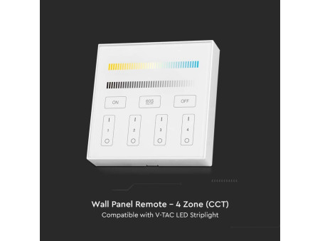 SKU 2916 VT-2439 V-TAC Pannello di Controllo Wireless RF 2.4 GHz Dimmer Touch da Parete per Strip LED CCT 4 Zone