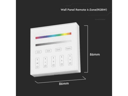 SKU 2917 VT-2437 V-TAC Pannello di Controllo Wireless RF 2.4 GHz Dimmer Touch da Parete per Strip LED RGB RGBW 4 Zone