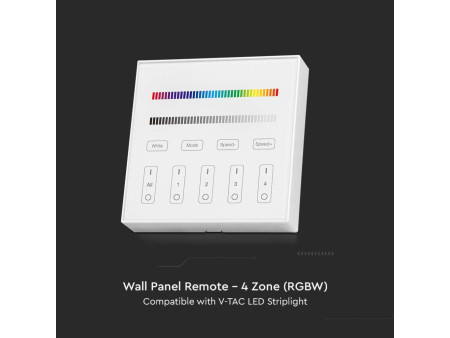 SKU 2917 VT-2437 V-TAC Pannello di Controllo Wireless RF 2.4 GHz Dimmer Touch da Parete per Strip LED RGB RGBW 4 Zone