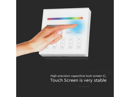 SKU 2917 VT-2437 V-TAC Pannello di Controllo Wireless RF 2.4 GHz Dimmer Touch da Parete per Strip LED RGB RGBW 4 Zone