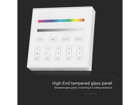 SKU 2917 VT-2437 V-TAC Pannello di Controllo Wireless RF 2.4 GHz Dimmer Touch da Parete per Strip LED RGB RGBW 4 Zone