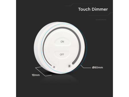SKU 2919 VT-2440 V-TAC Telecomando Interruttore Touch RF 2.4GHz per Controller Strip LED Monocolore 1 Zona Colore Bianco