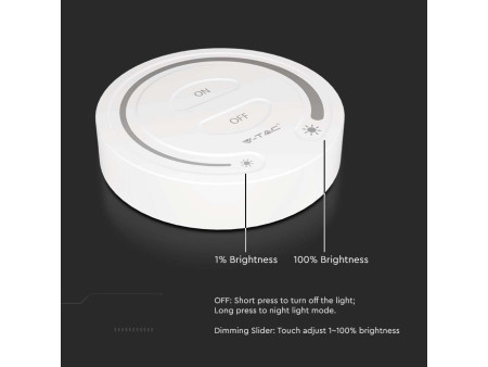 SKU 2919 VT-2440 V-TAC Telecomando Interruttore Touch RF 2.4GHz per Controller Strip LED Monocolore 1 Zona Colore Bianco