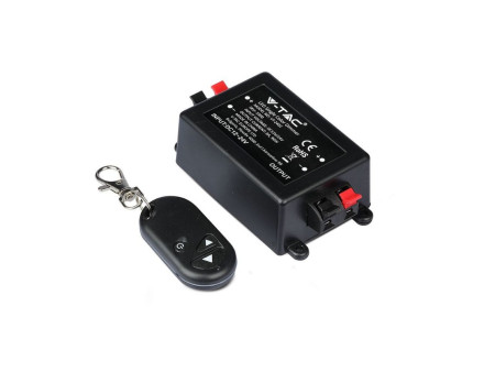 SKU 3300 VT-4083 V-TAC Controller Dimmer Wireless RF 2.4GHz per Strip LED Monocolore 1 Canale 12V/24V 8A con Telecomando 3 Tasti