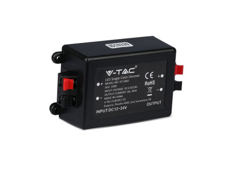 SKU 3300 VT-4083 V-TAC Controller Dimmer Wireless RF 2.4GHz per Strip LED Monocolore 1 Canale 12V/24V 8A con Telecomando 3 Tasti