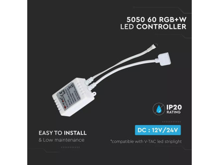 SKU 3326 V-TAC Controller Dimmer Infrarossi IR per Strip LED RGBW 4 Canali 12V/24V 8A con Telecomando 40 Tasti