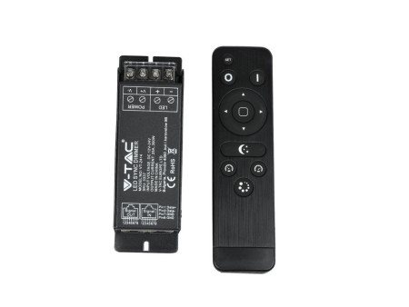 SKU 3337 VT-2414 V-TAC Controller Dimmer Wireless RF 2.4GHz Strip LED Monocolore 1 Canale 12V/24V 25A Sync RJ45 con Telecomando