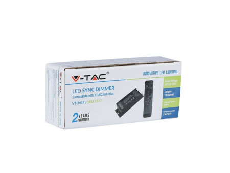 SKU 3337 VT-2414 V-TAC Controller Dimmer Wireless RF 2.4GHz Strip LED Monocolore 1 Canale 12V/24V 25A Sync RJ45 con Telecomando