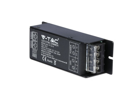 SKU 3337 VT-2414 V-TAC Controller Dimmer Wireless RF 2.4GHz Strip LED Monocolore 1 Canale 12V/24V 25A Sync RJ45 con Telecomando