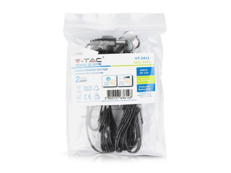 SKU 3341 VT-2411 V-TAC Interruttore Touch Dimmer da Incasso 17mm per Strip LED Monocolore 1 Canale 12V 60W 5A
