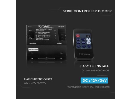 SKU 3663 VT-2410 V-TAC Controller Dimmer a Distanza per Strip LED con Telecomando