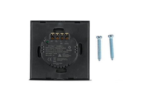 SKU 8432 VT-5013 V-TAC Interruttore Touch Dimmer Wifi 3 tasti per Google Home e Alexa Tramite App V-Tac Smart Colore Nero