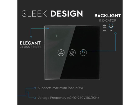 SKU 8432 VT-5013 V-TAC Interruttore Touch Dimmer Wifi 3 tasti per Google Home e Alexa Tramite App V-Tac Smart Colore Nero