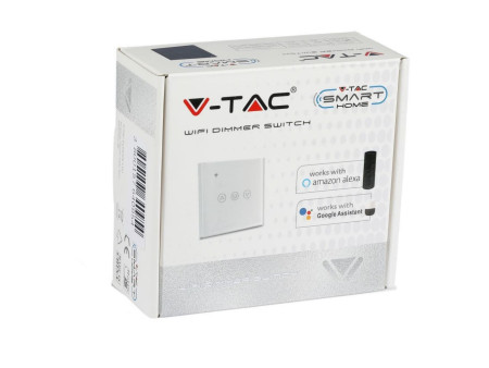 SKU 8433 VT-5013 V-TAC Interruttore Touch Dimmer Wifi 3 tasti per Google Home e Alexa Tramite App V-Tac Smart Colore Bianco