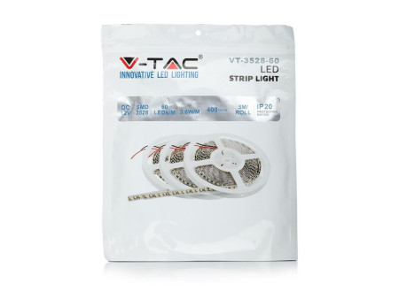SKU 2013 VT-3528 60-IP20 V-TAC Strip LED SMD3528 3,6W/m Bobina 5m 60 LED/m 12V Blu 8mm