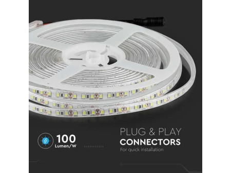 SKU 212037 VT-3528-120-IP65 V-TAC Strip LED SMD 8W/m Bobina 5m 120 LED/m 12V 6500K IP65 9mm