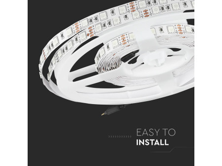 SKU 212120 VT-5050-IP20 V-TAC Strip LED SMD5050 7W/m Bobina 5m 60 LED/m 12V RGB 10mm
