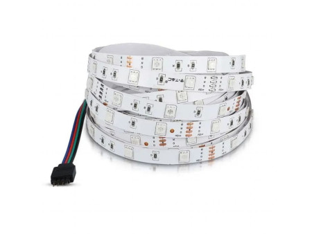 SKU 212124 VT-5050-30-IP20 V-TAC Strip LED SMD5050 4W/m Bobina 5m 30 LED/m 12V RGB 10mm