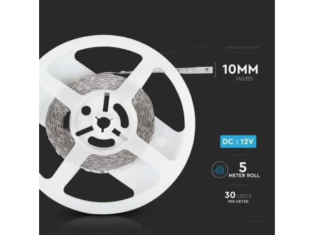 SKU 212124 VT-5050-30-IP20 V-TAC Strip LED SMD5050 4W/m Bobina 5m 30 LED/m 12V RGB 10mm