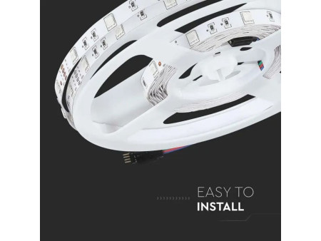 SKU 212124 VT-5050-30-IP20 V-TAC Strip LED SMD5050 4W/m Bobina 5m 30 LED/m 12V RGB 10mm
