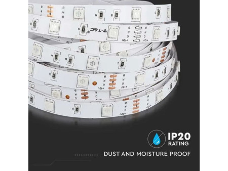 SKU 212124 VT-5050-30-IP20 V-TAC Strip LED SMD5050 4W/m Bobina 5m 30 LED/m 12V RGB 10mm