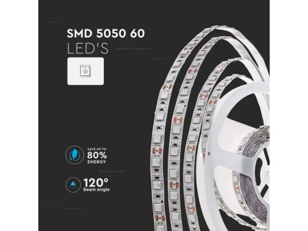 SKU 212126 VT-5050-IP20 V-TAC Strip LED SMD5050 11W/m Bobina 5m 60 LED/m 12V 6500K 10mm