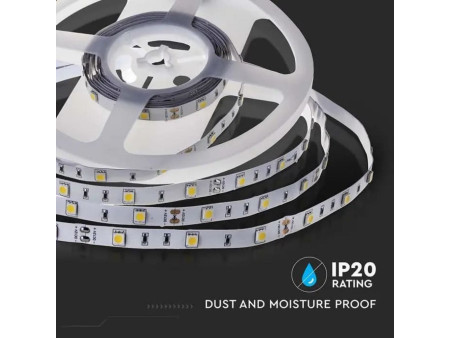 SKU 212133 VT-5050-IP20 V-TAC Strip LED SMD5050 6W/m Bobina 5m 30 LED/m 12V 6500K 10mm