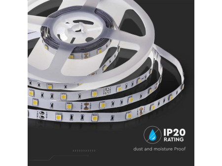 SKU 212135 VT-5050-IP20 V-TAC Strip LED SMD5050 6W/m Bobina 5m 30 LED/m 12V 3000K 10mm