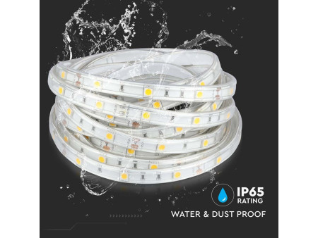 SKU 212145 VT-5050-30-IP65-N V-TAC Strip LED SMD5050 6W/m Bobina 5m 30 LED/m 12V 3000K IP65 10mm