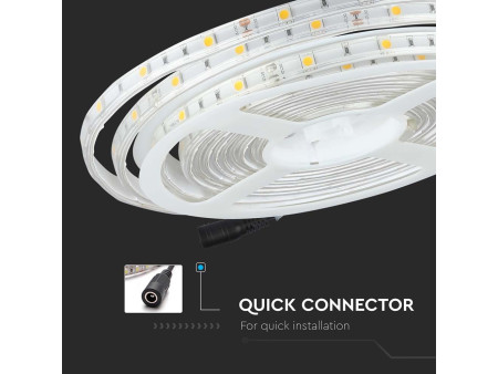 SKU 212145 VT-5050-30-IP65-N V-TAC Strip LED SMD5050 6W/m Bobina 5m 30 LED/m 12V 3000K IP65 10mm